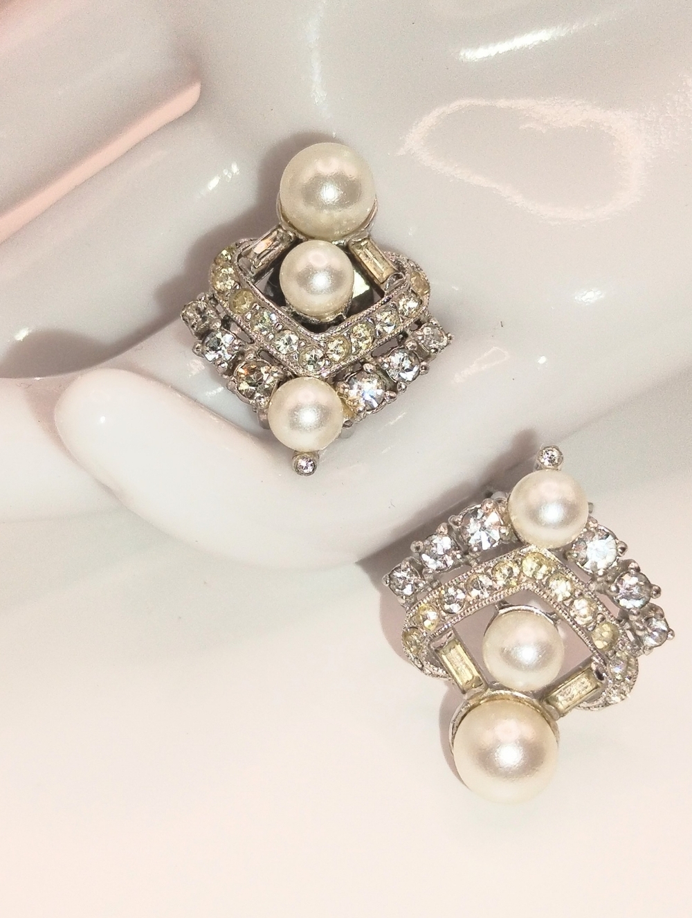 Vintage Schiaparelli  Faux Pearls Earring Set